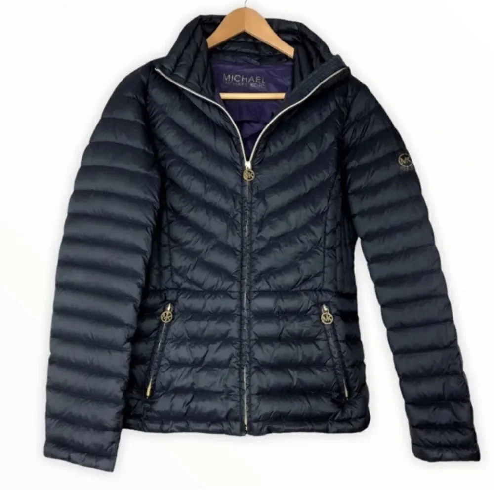 Michael Kors Coat Jacket Packable Blue Puffer Size Large Winter - Picture 2 of 7